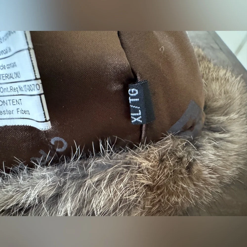 Nathaniel Cole by Crown‎ Cap rabbit fur trim aviator hat unisex size XL